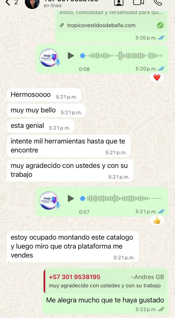 Testimonio de cliente 4 en WhatsApp